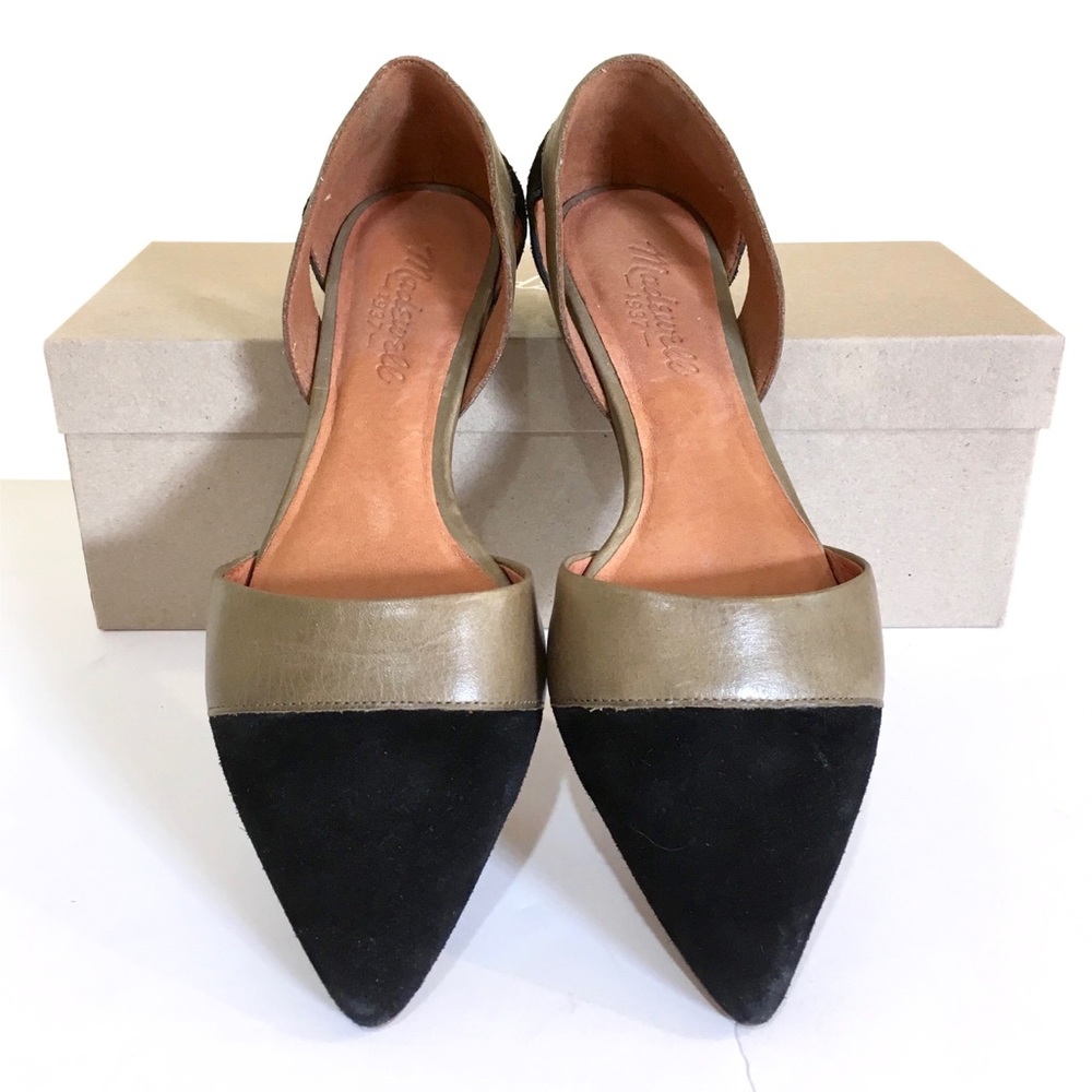 ❤️ Madewell D'Orsay Flats Suede and Olive Leather - Picture 2 of 4